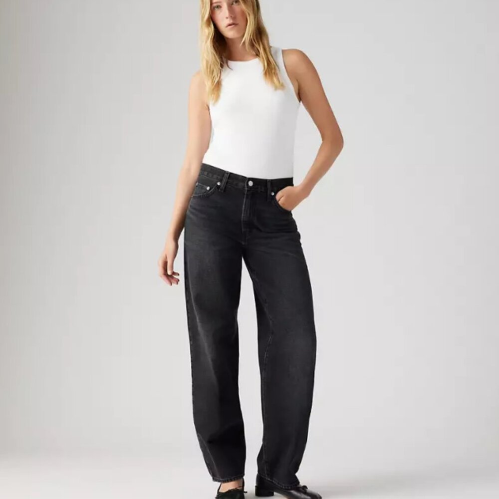 Levi's Black Baggy Dad Jeans
